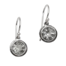 Load image into Gallery viewer, Circular Prasiolite and Sterling Silver Earrings from Bali - Glittering Glance | NOVICA
