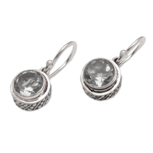 Load image into Gallery viewer, Circular Prasiolite and Sterling Silver Earrings from Bali - Glittering Glance | NOVICA
