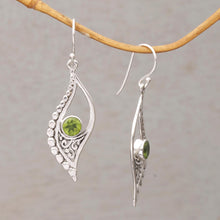 Load image into Gallery viewer, Peridot and Sterling Silver Dangle Earrings from Indonesia - Jungle Dew | NOVICA
