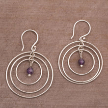Load image into Gallery viewer, Amethyst and Sterling Silver Dangle Earrings form Bali - Atoms | NOVICA
