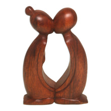 Load image into Gallery viewer, Hand Carved Suar Wood Romantic Statuette from Bali - Kissing You | NOVICA
