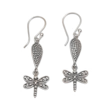 Load image into Gallery viewer, Handmade 925 Sterling Silver Dragonfly Dangle Earrings - Free Flying | NOVICA
