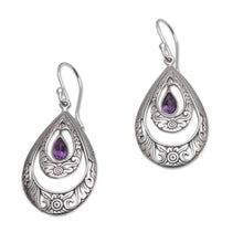 Load image into Gallery viewer, Artisan Handmade Amethyst 925 Sterling Silver Earrings - Gift of Flowers in Purple | NOVICA
