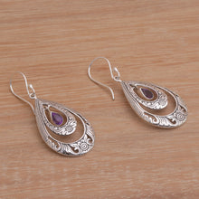 Load image into Gallery viewer, Artisan Handmade Amethyst 925 Sterling Silver Earrings - Gift of Flowers in Purple | NOVICA

