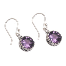Load image into Gallery viewer, Amethyst Round Faceted Dangle Earrings - Temptation Purple | NOVICA
