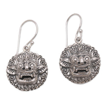 Load image into Gallery viewer, Sterling Silver Barong Guardian Spirit Dangle Earrings - Balinese Guardian | NOVICA
