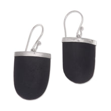 Load image into Gallery viewer, Sterling Silver and Black Lava Stone Dangle Earrings - Dark Empress | NOVICA
