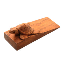 Load image into Gallery viewer, Baby Turtle Suar Wood Door Stopper from Bali - Baby Turtle | NOVICA
