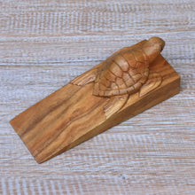 Load image into Gallery viewer, Baby Turtle Suar Wood Door Stopper from Bali - Baby Turtle | NOVICA
