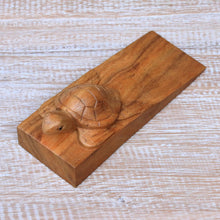 Load image into Gallery viewer, Baby Turtle Suar Wood Door Stopper from Bali - Baby Turtle | NOVICA
