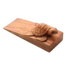 Load image into Gallery viewer, Baby Turtle Suar Wood Door Stopper from Bali - Baby Turtle | NOVICA
