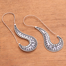Load image into Gallery viewer, Handcrafted Sterling Silver Drop Earrings from Bali - Jawan Hooks | NOVICA
