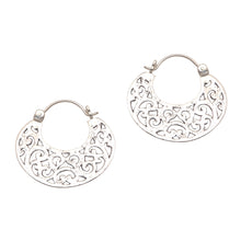 Load image into Gallery viewer, Openwork Sterling Silver Hoop Earrings from Bali - Beautiful Curves | NOVICA
