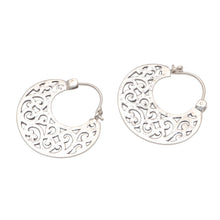 Load image into Gallery viewer, Openwork Sterling Silver Hoop Earrings from Bali - Beautiful Curves | NOVICA
