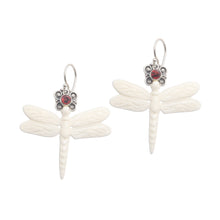 Load image into Gallery viewer, Dragonfly Dangle Earrings with Garnet - Dragonfly Crown | NOVICA
