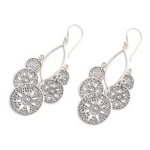 Load image into Gallery viewer, Sterling Silver Dangle Earrings Flowers and Circles - Circle of Progression | NOVICA
