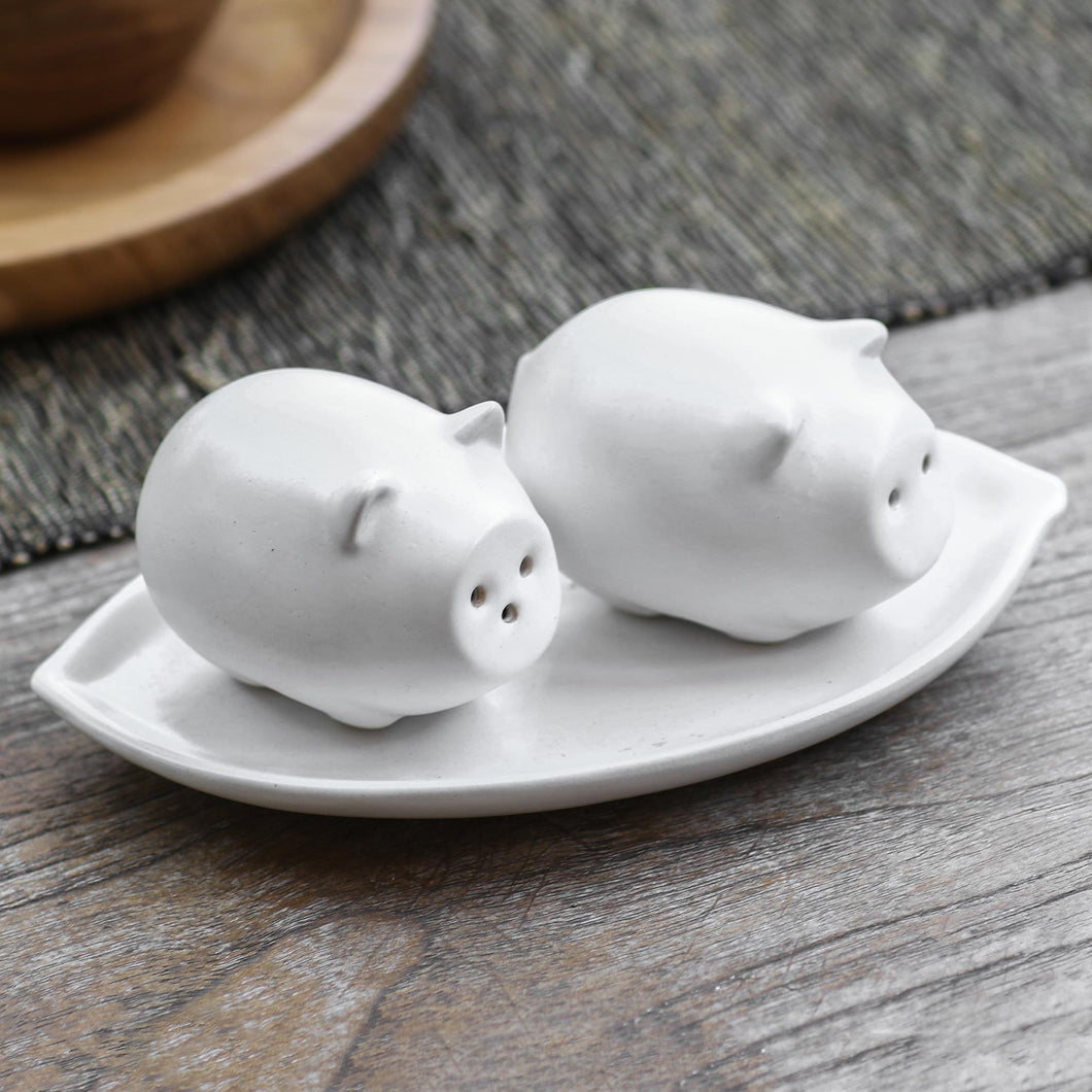 Portly Pigs in White
