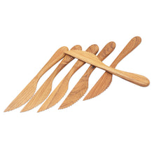 Load image into Gallery viewer, Handmade Teak Wood Dinner Knives from Bali (Set of 6) - Sharp Set | NOVICA
