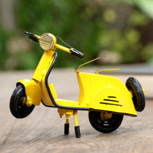 Load image into Gallery viewer, Artisan Crafted Recycled Metal Scooter Sculpture - Spirited Scooter in Yellow | NOVICA
