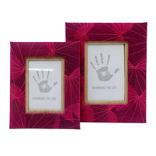 Load image into Gallery viewer, Handcrafted Natural Fiber Photo Frames (4x6 and 3x5) - Autumn Spirit in Pink | NOVICA
