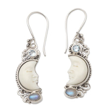 Load image into Gallery viewer, Hand Crafted Blue Topaz and Rainbow Moonstone Earrings - Blue Light | NOVICA

