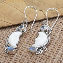 Load image into Gallery viewer, Hand Crafted Blue Topaz and Rainbow Moonstone Earrings - Blue Light | NOVICA
