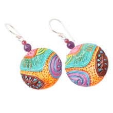 Load image into Gallery viewer, Artisan Crafted Garnet and Amethyst Dangle Earrings - Mossy Rocks | NOVICA
