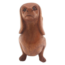Load image into Gallery viewer, Handmade Suar Wood Dachshund Statuette - Dachshund Puppy | NOVICA
