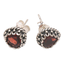 Load image into Gallery viewer, Garnet and Sterling Silver Stud Earrings - Mon Amour | NOVICA
