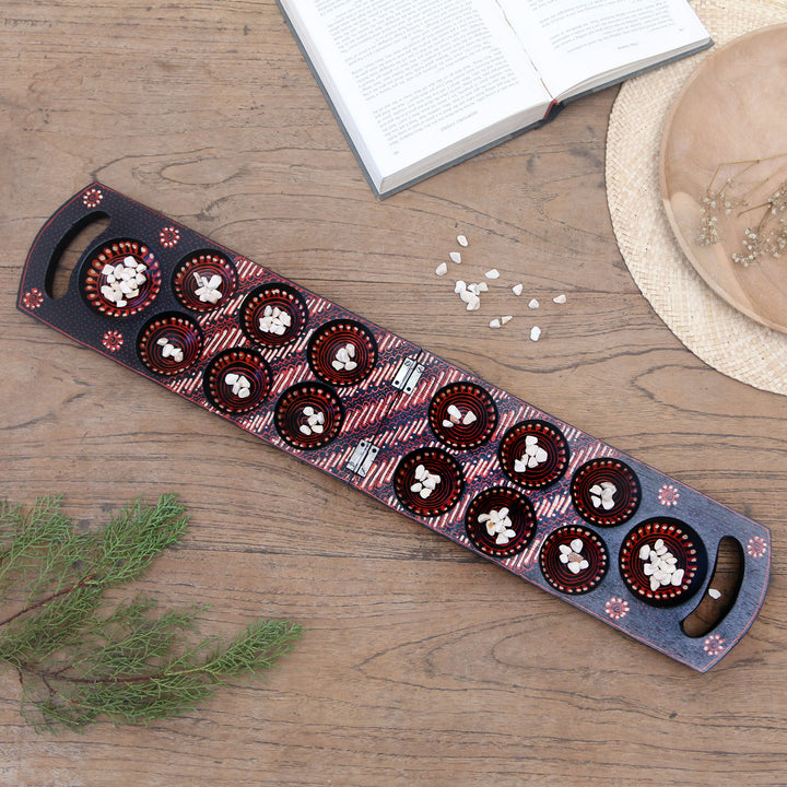 Hand-painted Wood Batik Mancala Game from Indonesia - A Passionate Leisure | NOVICA