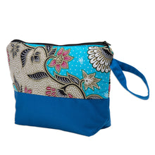 Load image into Gallery viewer, Handcrafted Cotton Cosmetic Bag in Blue with Batik Pattern - Flowering Blue | NOVICA
