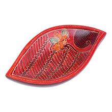Load image into Gallery viewer, Hand-Painted Batik Leaf-Shaped Decorative Wood Plate - Javanese Leaf | NOVICA
