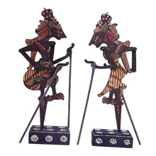 Load image into Gallery viewer, Handmade Klepu Wood Rama and Sita Shadow Puppets (Set of 2) - Divine Marriage | NOVICA
