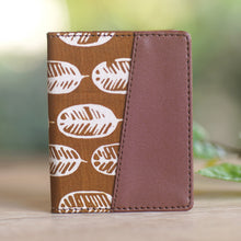 Load image into Gallery viewer, Handmade Redwood Faux Leather Card Wallet with Batik Motifs - Redwood Jungle | NOVICA
