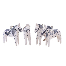 Load image into Gallery viewer, 4 Wood White Dala Horse Ornaments Carved &amp; Painted by Hand - Dala Courage | NOVICA
