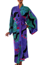 Load image into Gallery viewer, Women&#39;s Batik Patterned Robe - Turquoise Ocean | NOVICA

