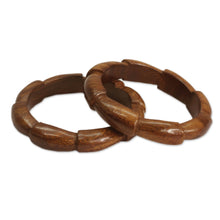 Load image into Gallery viewer, Handmade Wood Bangle Bracelets (Pair) - Forest Suns | NOVICA
