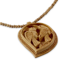 Load image into Gallery viewer, Hand Carved Wood Necklace from India Jewelry Collection - Love Takes Wing | NOVICA
