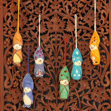 Load image into Gallery viewer, Set of 6 Handmade Wool Ornaments  - Babies in Snowsuits
