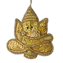 Load image into Gallery viewer, 4 Glittery Handmade Ornaments Depicting Lord Ganesha - Happy Ganesha | NOVICA
