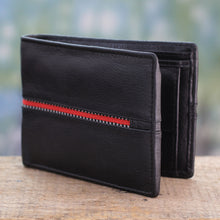 Load image into Gallery viewer, Black Leather Wallet for Men with Multiple Pockets - Suave in Red

