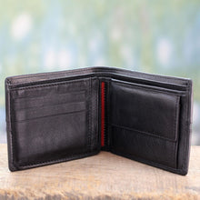 Load image into Gallery viewer, Black Leather Wallet for Men with Multiple Pockets - Suave in Red
