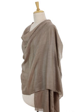 Load image into Gallery viewer, Wool and Silk Blend Shawl Wrap from India - Legendary Brown | NOVICA

