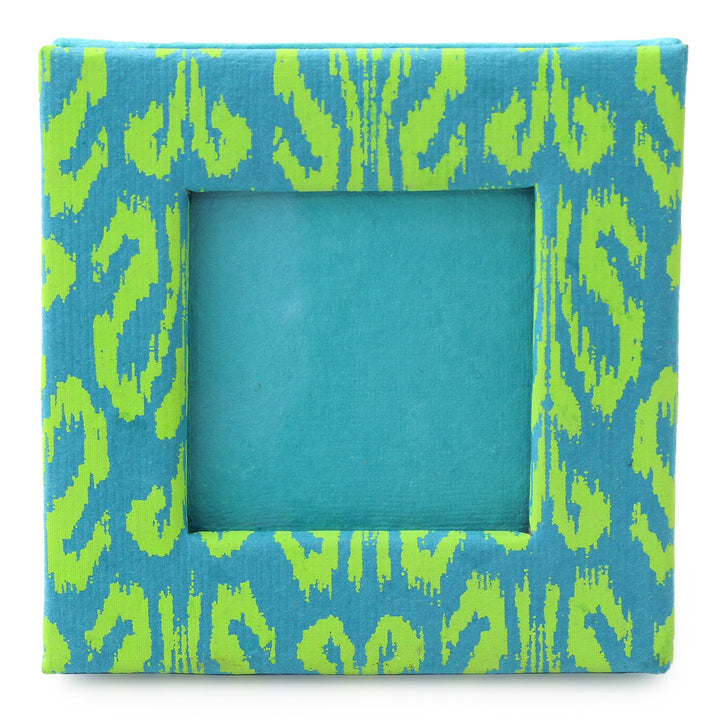Handcrafted Paper Photo Frame for 2x2 inch Photo - Fresh Ikat | NOVICA