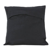 Load image into Gallery viewer, Chainstitch Embroidery Black Cotton Cushion Covers (Pair) - Midnight in the Garden | NOVICA
