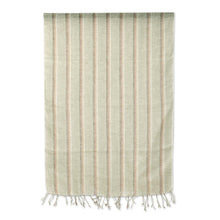 Load image into Gallery viewer, Hand Woven Linen Shawl with Stripes and Fringes from India - Desert Stripes | NOVICA
