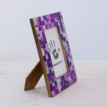 Load image into Gallery viewer, 4x6 Rectangular Glass Mosaic Purple Photo Frame from India - Purple Impression | NOVICA
