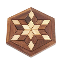 Load image into Gallery viewer, Handcrafted Star-Shaped Wood Puzzle from India - Rhombus Star | NOVICA
