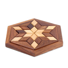 Load image into Gallery viewer, Handcrafted Star-Shaped Wood Puzzle from India - Rhombus Star | NOVICA
