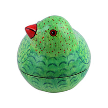 Load image into Gallery viewer, Green Papier Mache Parrot Keepsake Box from India - Pretty Parrot | NOVICA
